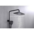 Black Square Shower Mixer Set With Marble Shelf